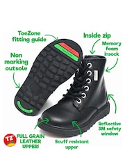 ToeZone August All Leather Side Zip and Lace Black Boots - Image 5 of 6