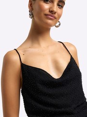 River Island Black Beaded Cowl Neck Cami Top - Image 3 of 4