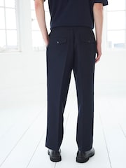 Navy EDIT Textured Pleated Trousers - Image 3 of 8