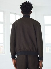 Brown EDIT Textured Bomber Jacket - Image 3 of 10