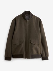 Brown EDIT Textured Bomber Jacket - Image 6 of 10