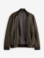 Brown EDIT Textured Bomber Jacket - Image 7 of 10