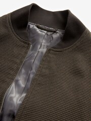 Brown EDIT Textured Bomber Jacket - Image 8 of 10