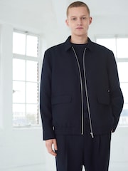 Navy Blue EDIT Textured Blouson Jacket - Image 1 of 11