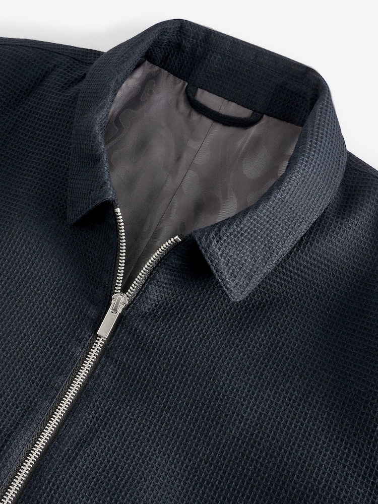 Navy Blue EDIT Textured Blouson Jacket - Image 11 of 11