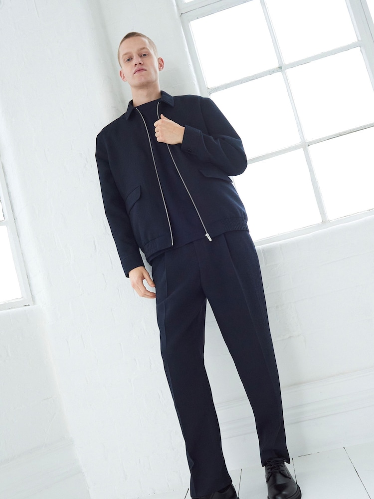 Navy Blue EDIT Textured Blouson Jacket - Image 2 of 11