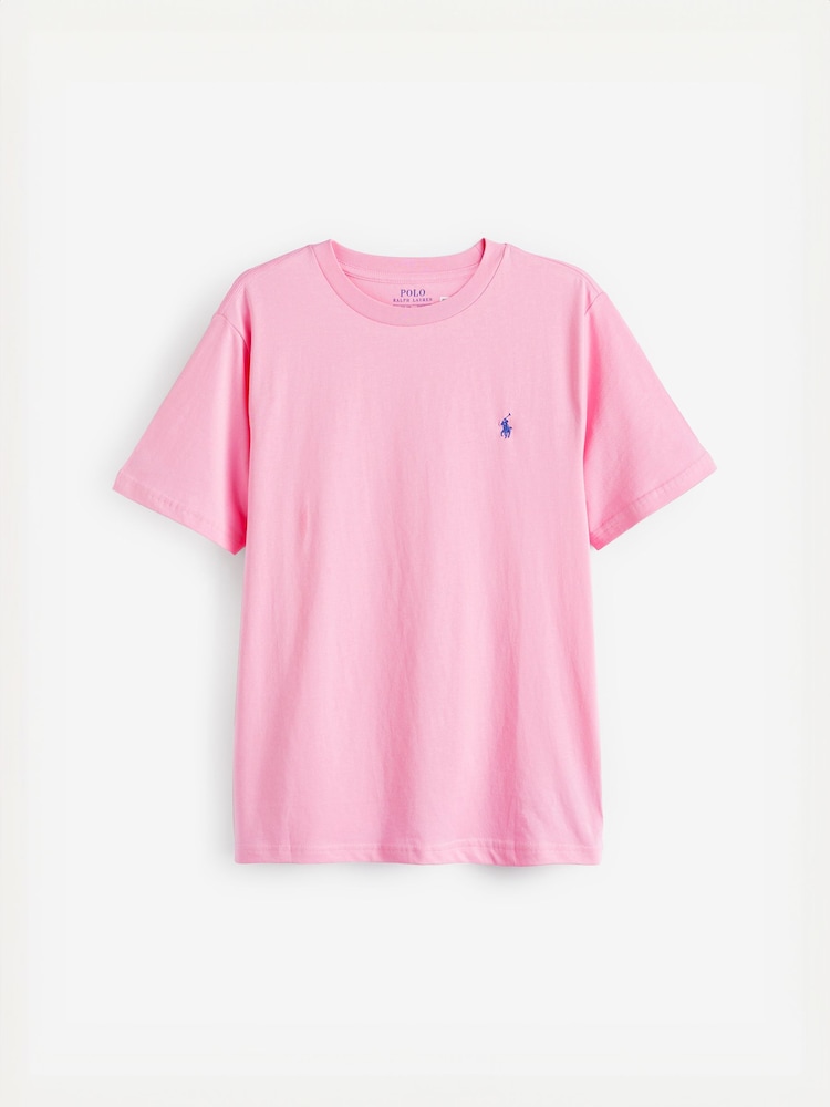 Rose - T-shirt Polo Ralph Lauren bleu 100% coton à col rond - Image 1 of 4