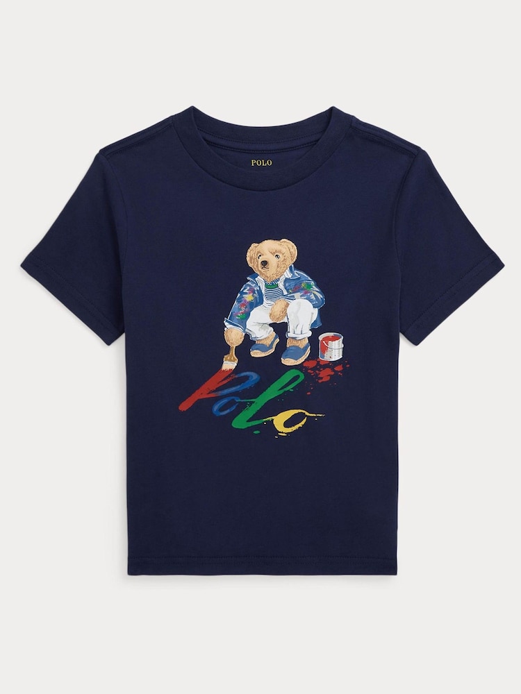 Polo Ralph Lauren Navy Polo Bear Cotton Jersey T-Shirt - Image 1 of 3