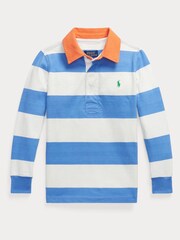 Polo Ralph Lauren Blue Striped Cotton Jersey Rugby Shirt - Image 1 of 2