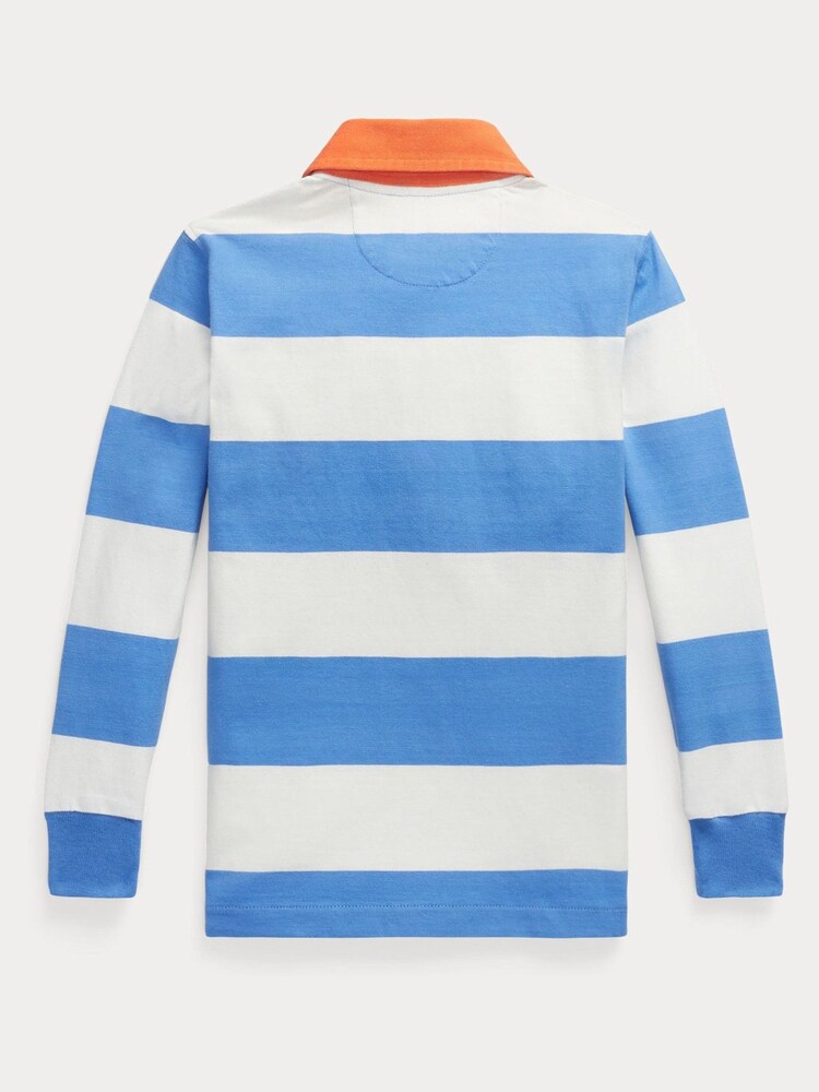 Polo Ralph Lauren Blue Striped Cotton Jersey Rugby Shirt - Image 2 of 2