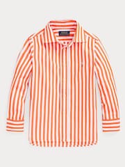 Polo Ralph Lauren Orange Striped Cotton Poplin Shirt - Image 1 of 2