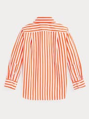 Polo Ralph Lauren Orange Striped Cotton Poplin Shirt - Image 2 of 2