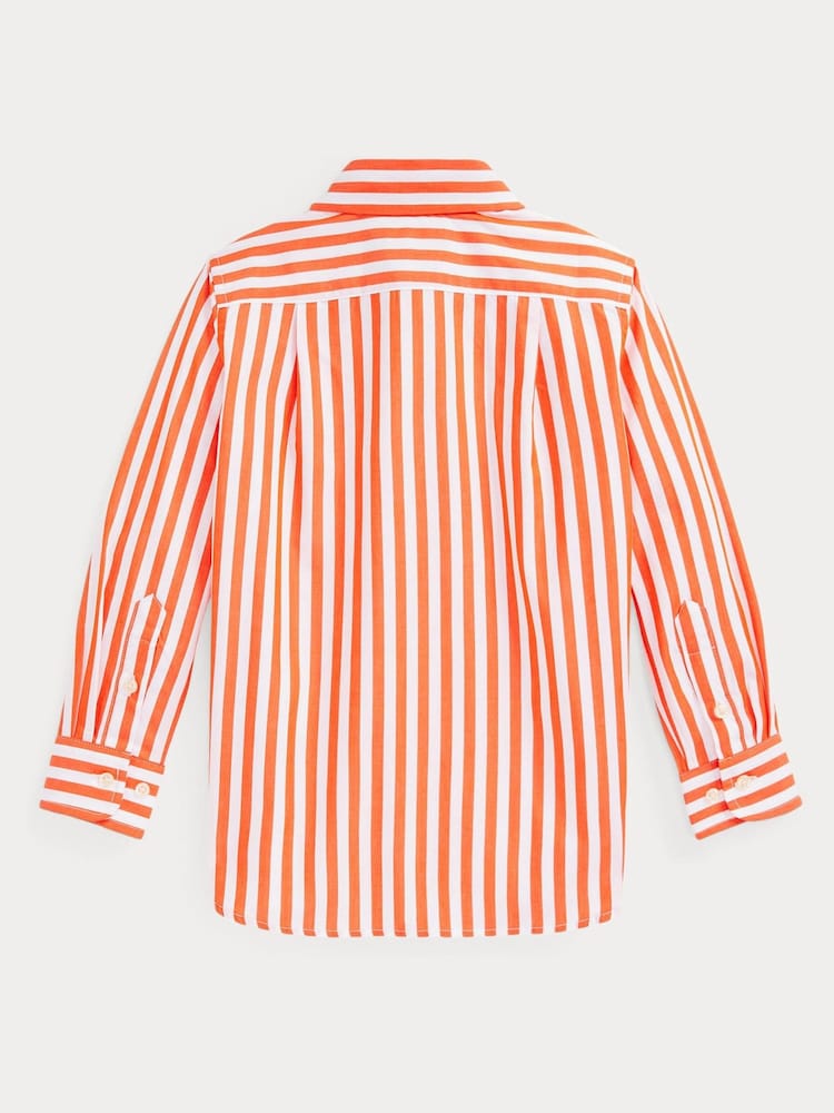 Polo Ralph Lauren Orange Striped Cotton Poplin Shirt - Image 2 of 2