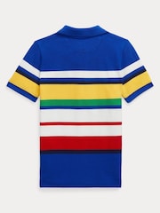 Polo Ralph Lauren Blue Striped Cotton Mesh Polo Shirt - Image 2 of 2