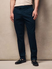 Navy Blue Stretch Sateen Chino Trousers - Image 1 of 9
