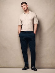 Navy Blue Stretch Sateen Chino Trousers - Image 2 of 9