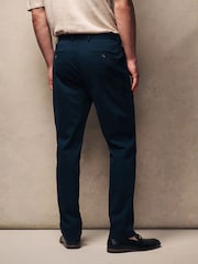 Navy Blue Stretch Sateen Chino Trousers - Image 3 of 9