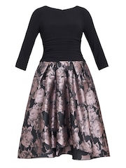Gina Bacconi Hannah Floral Printed Jacquard Black Dress - Image 6 of 6