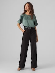 VERO MODA Green Short Sleeve Satin Top - Image 2 of 5
