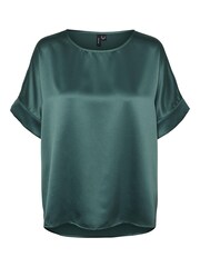 VERO MODA Green Short Sleeve Satin Top - Image 5 of 5