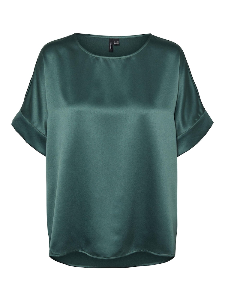 VERO MODA Green Short Sleeve Satin Top - Image 5 of 5 VERO MODA Green Short Sleeve Satin Top - Image 5 of 5