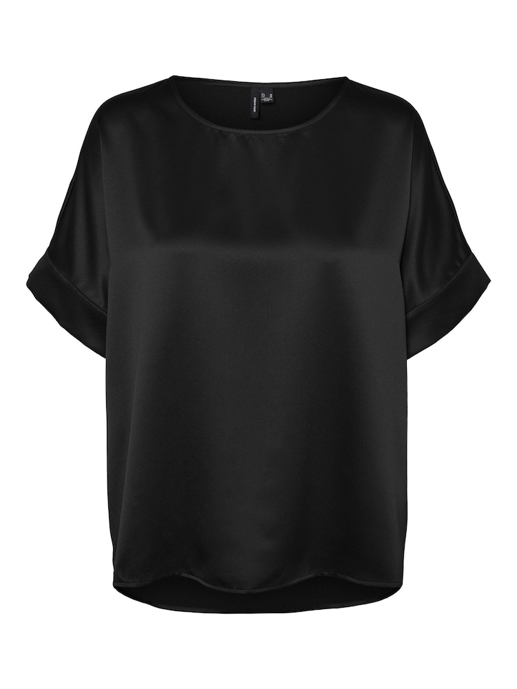 VERO MODA Black Short Sleeve Satin Top - Image 5 of 5 VERO MODA Black Short Sleeve Satin Top - Image 5 of 5
