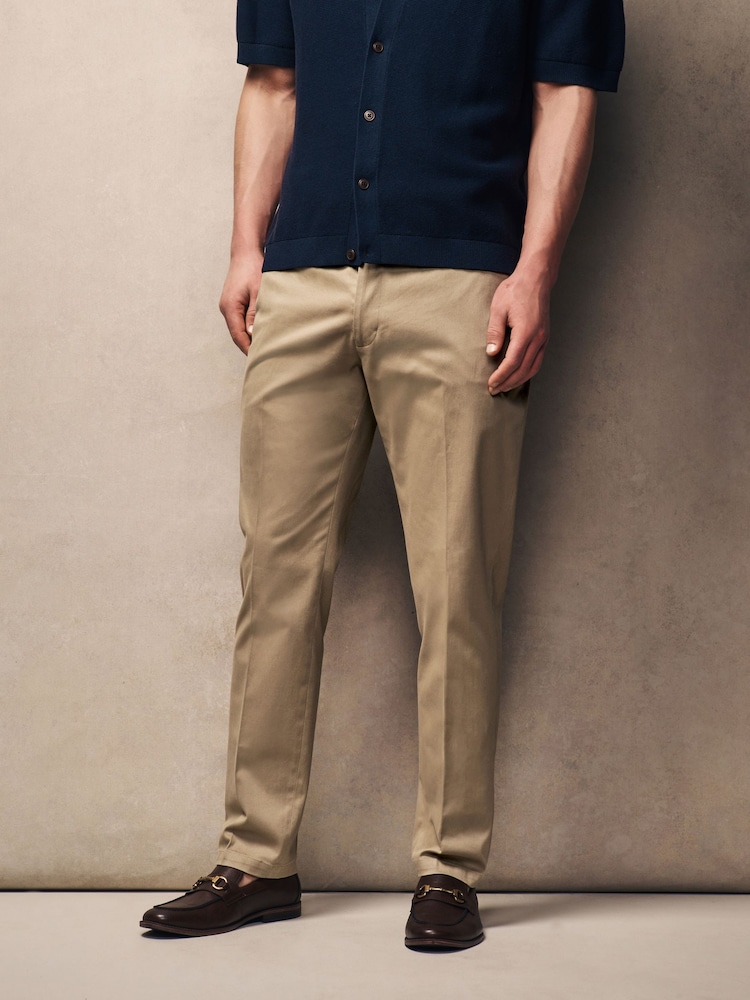 Stone Stretch Sateen Chino Trousers - Image 1 of 9 Stone Stretch Sateen Chino Trousers - Image 1 of 9