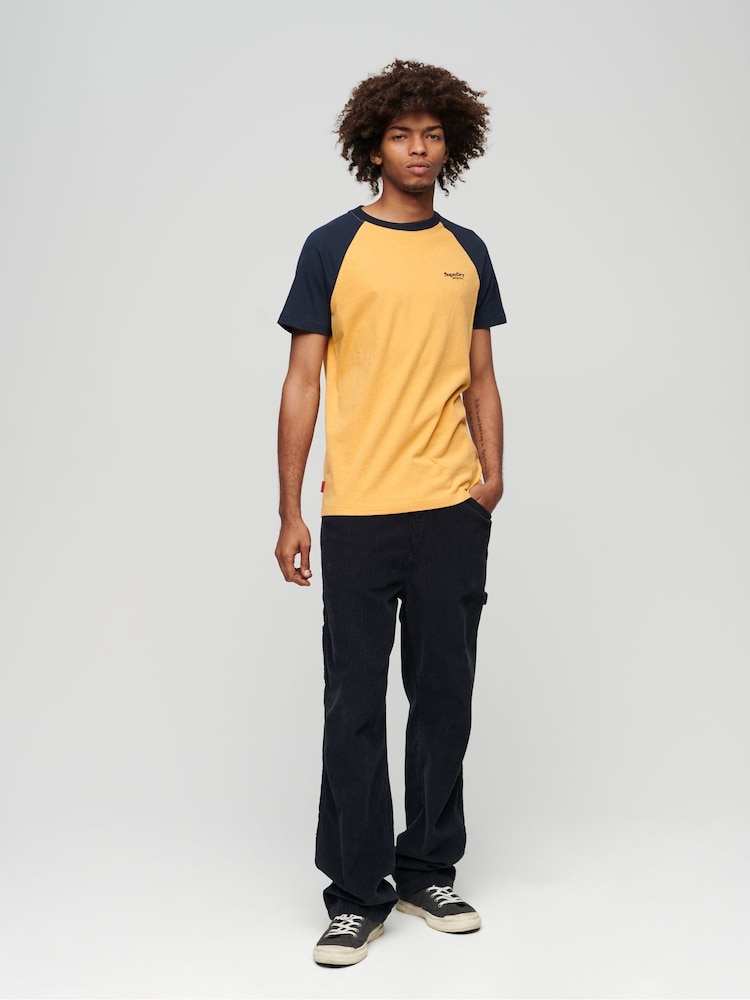 Superdry Yellow Essential Logo Baseball T-Shirt - Image 2 of 3