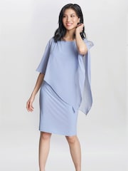 Gina Bacconi Blue Zenna Beaded Shoulder Chiffon Dress - Image 1 of 1