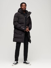 Superdry Black Hooded Longline Padded Jacket - Image 2 of 6