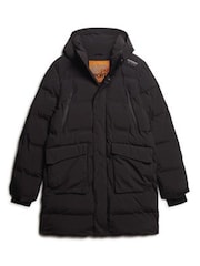 Superdry Black Hooded Longline Padded Jacket - Image 4 of 6