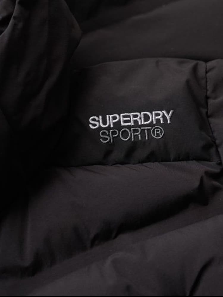Superdry Black Hooded Longline Padded Jacket - Image 6 of 6