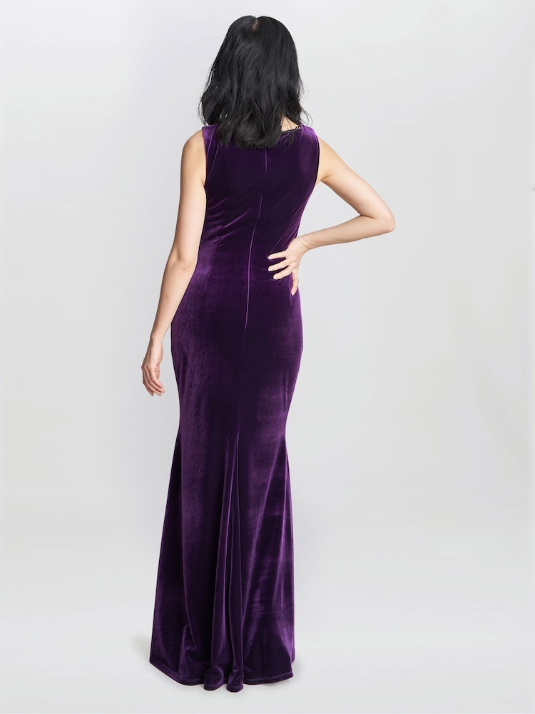 Gina Bacconi Selena Samt-Maxikleid, Violett - Bild 2 von 5
