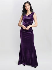 Gina Bacconi Selena Samt-Maxikleid, Violett - Bild 4 von 5