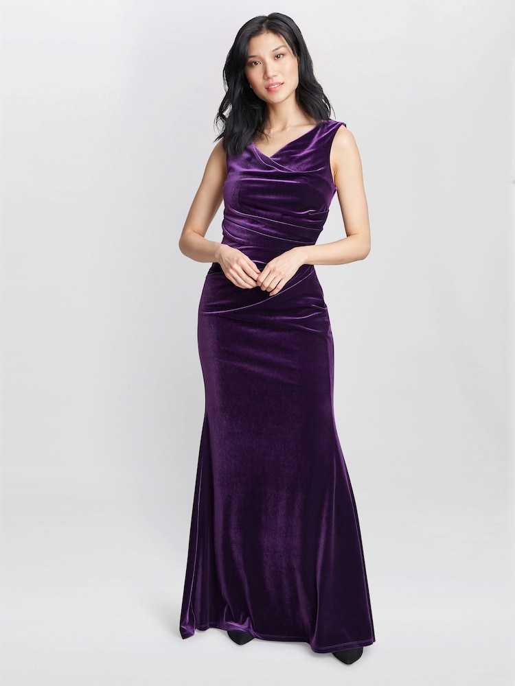 chinese dress ladies Elegant Mermaid Jewel Velvet Long Bridesmaid Dresses- ChicSew