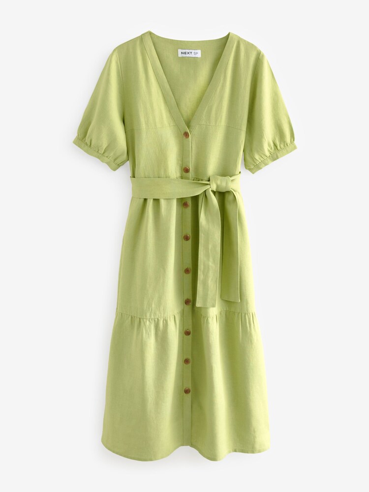 Green 100% Linen Maxi Dress - Image 1 of 2