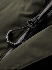 Superdry Green Hooded Longline Padded Coat Jacket - Image 4 of 7