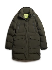 Superdry Green Hooded Longline Padded Coat Jacket - Image 5 of 7