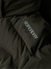 Superdry Green Hooded Longline Padded Coat Jacket - Image 6 of 7