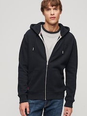 Cromo preto - Superdry com capuz e zíper Essential Logo Hoodie - Imagem 1 de 9