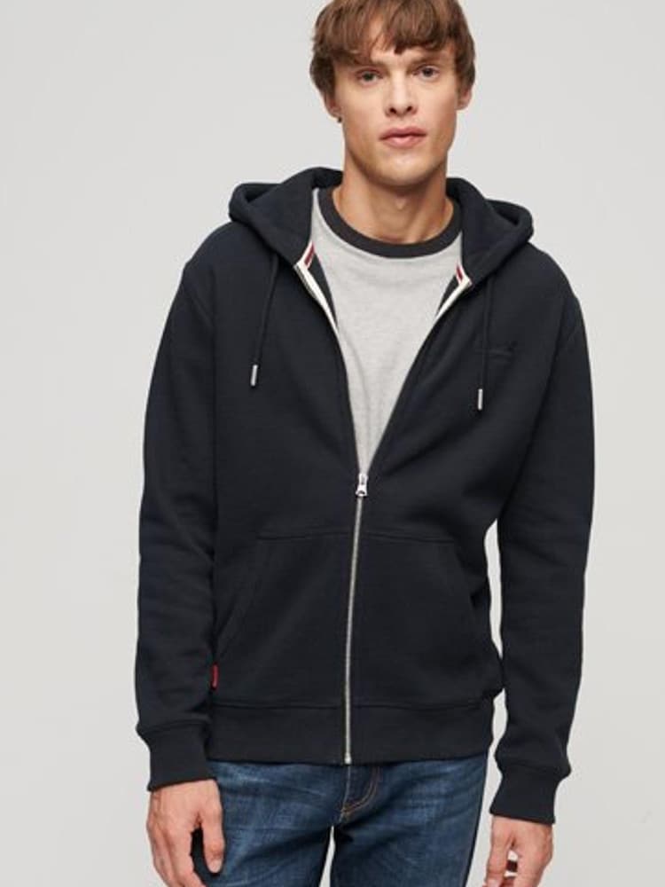 Cromo preto - Superdry com capuz e zíper Essential Logo Hoodie - Imagem 1 de 9