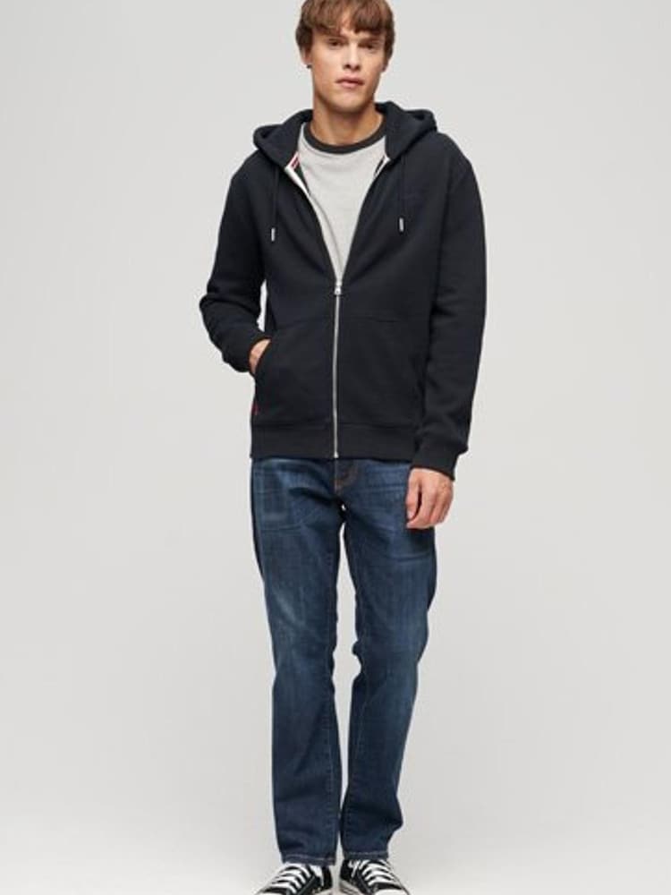 Cromo preto - Superdry com capuz e zíper Essential Logo Hoodie - Imagem 2 de 9