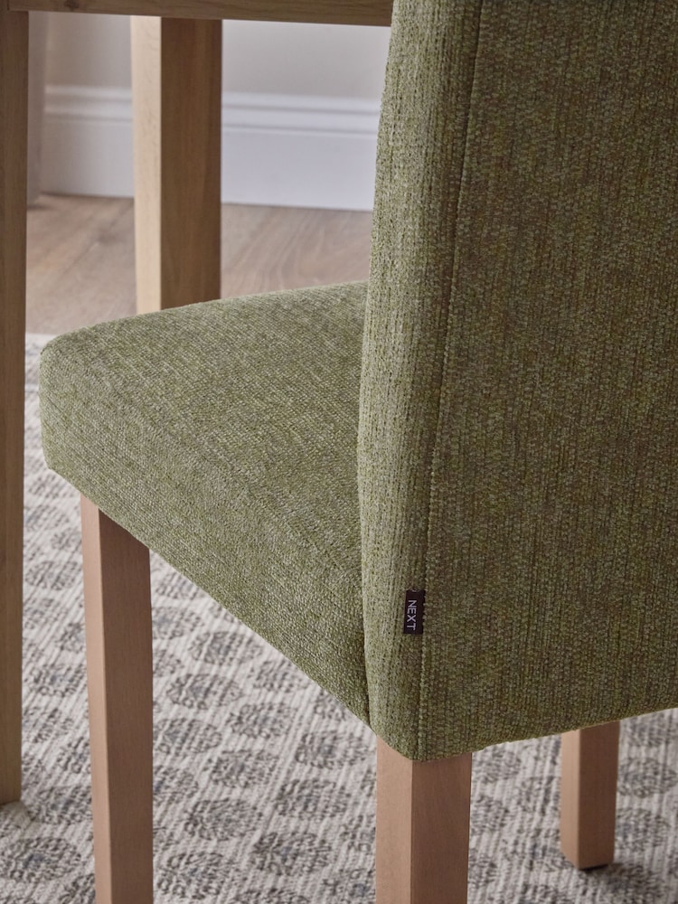 Set of 2 Tweedy Chenille Moss Green Milford Dining Chairs - Image 2 of 8