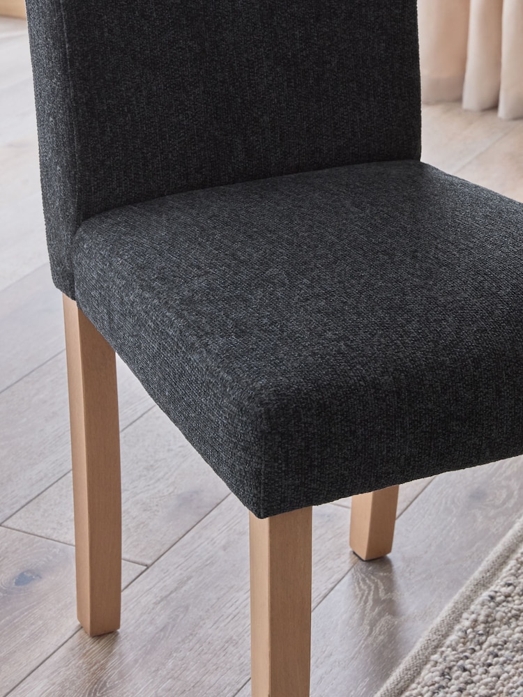 Set of 2 Tweedy Chenille Navy Blue Milford Dining Chairs - Image 2 of 8 Set of 2 Tweedy Chenille Navy Blue Milford Dining Chairs - Image 2 of 8