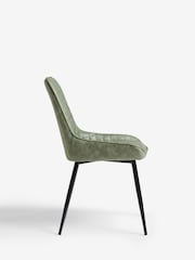 Set of 2 Arona Faux Leather Khaki Green Hamilton Black Leg Quilted Dining Chairs - Image 6 of 10