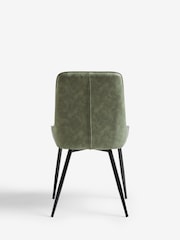 Set of 2 Arona Faux Leather Khaki Green Hamilton Black Leg Quilted Dining Chairs - Image 7 of 10