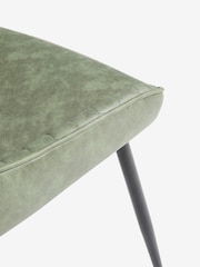 Set of 2 Arona Faux Leather Khaki Green Hamilton Black Leg Quilted Dining Chairs - Image 8 of 10