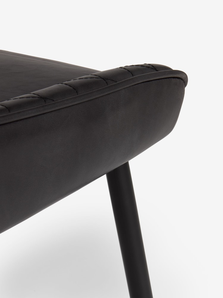 Set of 2 Distressed Faux Leather Black Hamilton Black Leg Quilted Dining Chairs - Image 6 of 6