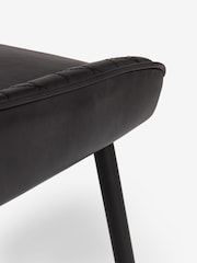 Set of 2 Distressed Faux Leather Black Hamilton Black Leg Quilted Dining Chairs - Image 7 of 9