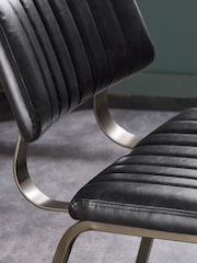 Set of 2 Distressed Faux Leather Black Aiden Bronze Effect Leg Dining Chairs - Image 2 of 8